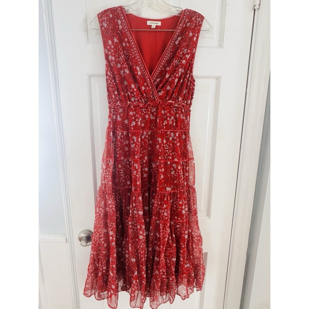 Max Studio Red Floral Midi Dress